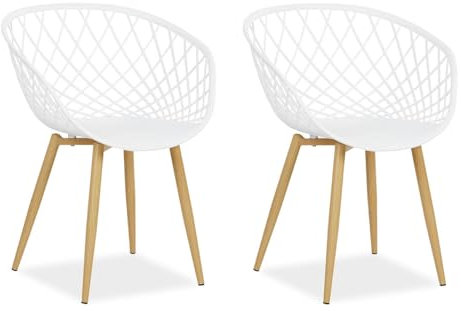 Homestyle4u 2821, Gartenstühle 2er Set Küchenstühle modern Kunststoffstühle Garten Balkonstühle wetterfest bequem Weiß