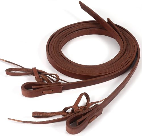 Jeereal Extra schwere gespaltene Zügel, schweres Ölgewicht, eingebrochen, geschmeidige Lederzügel, 1,6 cm x 2,1 m, Braun