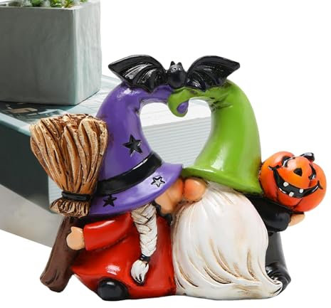 Garden Gnome Couple,Resin Dwarf Statue - Adorable Mr And Mrs Gnome Couple Figurine Collectibles Kiss Gnomes for Kitchen Decor