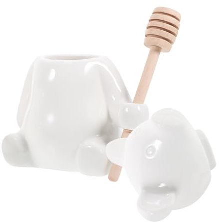 IMIKEYA Pot À Miel En Céramique Avec Bâtonnet À Miel En Forme Dourson Pour Un Service Facile