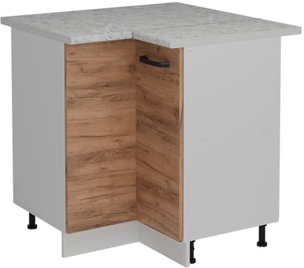 Vicco Eckunterschrank R-Line, Goldkraft Eiche, 75.6 cm AP Marmor