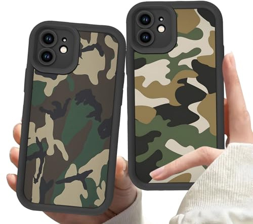 Zrutru 2 Pack Camouflage Phone Case for iPhone 12, Street Camo Cases Stylish Design Pattern Cover for Men Boys Teens,Soft Shockproof Lens Protection Funda for iPhone 12 6.1