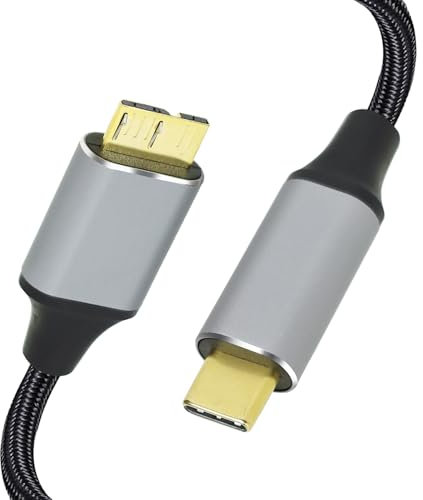 EuAcesry 0.5 m Câble USB C vers Micro USB 3.0, Nylon Type C Tressé Cable Charge Disque Dur Externe, de Données Chargeur pour Smartphone, Tablette et Ordinateur Portable - Noir