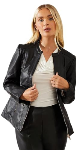 Wallis Petite Black Faux Leather Seam Detail Jacket