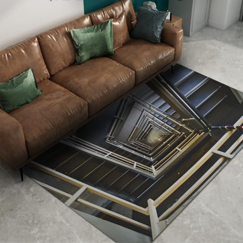Via Vela Tappeto grande in stile moderno 180x300cm - Scala a chiocciola industriale 3d Chic Lavabile in lavatrice Tappeto sottile a pelo corto antiscivolo per lavanderia