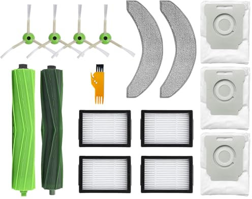 Ensemble d'accessoires de rechange pour aspirateur robot iRobot Roomba Combo J7+/J7 Plus, brosse principale, serpillères, sacs à poussière, filtres HEPA, brosses latérales (16 pièces)
