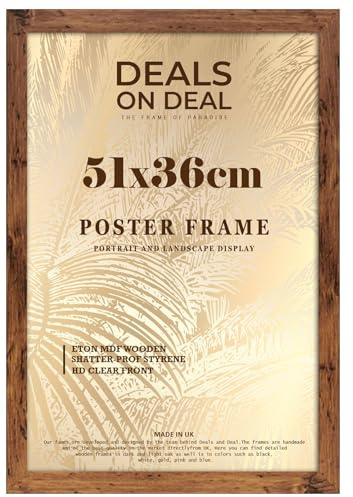 DEALS ON DEAL® Poster Frame 51x36 cm Photo Picture Frame Jigsaw Puzzle | Mdf Wooden 51 x 36 cm | Large 510 x 360 mm | for Home Office Livingroom-Rustic