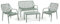 Set / Salon de jardin et extérieur en polypropylène avec fibre de verre 4 places, canapé deux places, 2 fauteuils et table basse, empilable, imperméable, design moderne - Set Maratea (vert sauve)
