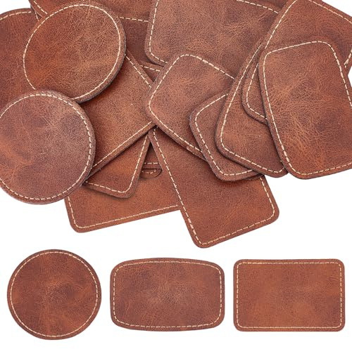 letsinstyle 60 Stück PU Leder Patches Zum Lasern Und Gravieren Rustikaler Abgerundeter Rechteckiger Aufnäher Zum Aufbügeln Braunes Schlüsselanhänger Set Für Hüte Kostüme Stoffreparatur Nähen