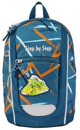 Step by Step Rucksack-Set KIGA MINI „Dragon Milo“, blau, ergonomischer Rucksack mit höhenverstellbaren Brustgurt für die Kleinsten, für Kindergarten, Kinderkrippe & Kita, ab 12 M+, Kleinkinder, 6l