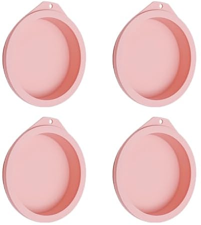 4 Stück 10,2 cm Luftfritteusen-Eierform, antihaftbeschichtet, rund, Silikon-Kochformen für Luftfritteusen, Muffins, Deckel, Kuchen, Sandwiches, Haushalt, Küche, Backwerkzeug (Rosa)