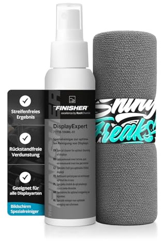 The Finisher by Koch Chemie DisplayExpert (100ml) Display Reiniger + Mikrofasertuch - Screen Cleaner & Bildschirmreiniger für streifenfreie Reinigung von Bildschirmen, Navi, Handy, PC & TV
