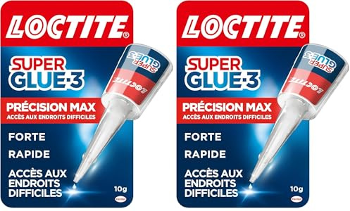 LOCTITE Colles Cyanoacrylates SUPERGLUE-3 Précision Max Bouteille 10g Blister 12uc (Lot de 2)