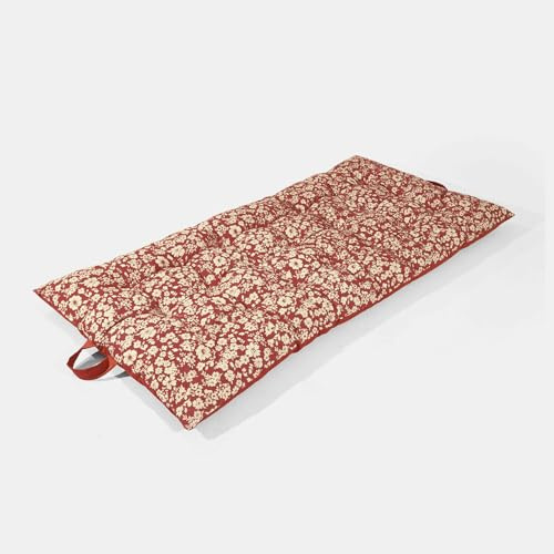 Loberon Spielmatratze Frambelle - Schöner Blumen-Print - Feine Steppstruktur - Praktische Tragegriffe - Polster - Baumwolle - Polyester, rot/Creme