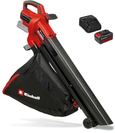 Einhell Akku-Laubsauger VENTURRO 18/210 (1x 4,0 Ah) | PXC | 18 V | Saugleistung 500 m³/h | Fangsack 45 L | Blasfunktion bis 210 km/h | inkl. 4,0 Ah Akku + Ladegerät