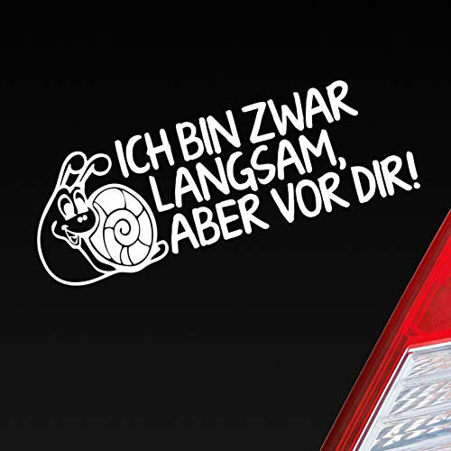 Hellweg Druckerei Ich bin zwar langsam, Aber vor dir! Schnecke Tuning Auto Aufkleber Sticker Heckscheibenaufkleber