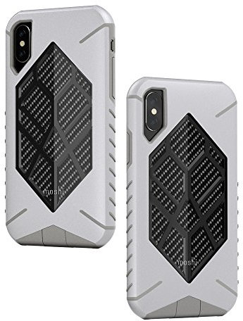 Moshi 99MO086011 Talos für iPhone X - Ultra Fallschutz - Handyhülle mit Karbonstruktur, GripTrak-Technologie. - Hellgrau