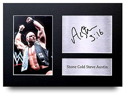 HWC Trading Stone Cold Steve Austin A4 Ungerahmt Signiert Gedruckt Autogramme Bild Druck-Fotoanzeige Geschenk Für Wwf Wwe Wrestling-Fans