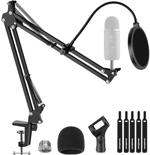 InnoGear Mikrofonständer für Blue Yeti, robuster Mikrofonständer mit Mikrofon, Windschutzscheibe und doppellagigem Mikrofon, Pop-Filter, Aufhängung, Galgen, Scherenarmständer für Blue Spark und andere Mikrofone, Medium