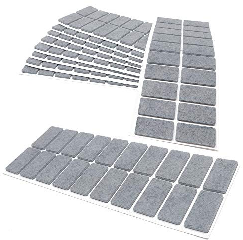Adsamm® / 200 x Selbstklebende Filzgleiter/Grau / 20x40 mm/Rechteckig/Möbelgleiter aus Filz mit 3.5 mm Stärke/Möbel- und Bodengleiter