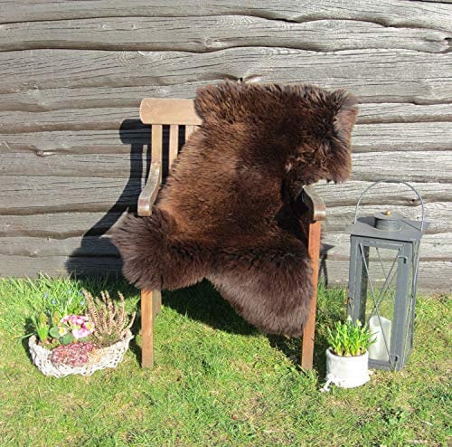 Felltrade Merino Schaffell Lammfell Fell echt groß 120-130 cm braun ökologische Gerbung