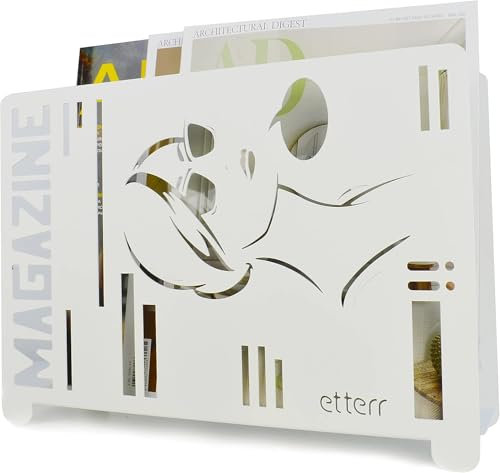 etterr | Zeitschriftenständer | 100% Stahl | Zeitungsständer Modern | Magazine Holder | Zeitschriften Aufbewahrung | Magazinhalter | Zeitungskorb weiß | Briefhalter