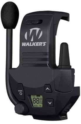 WALKER'S Razor Walkie Talkie Accesorio – 22 canales 3 millas de distancia de alcance activado por voz dispositivo de comunicación manos libres para orejeras de disparo, 3 pilas AAA incluidas