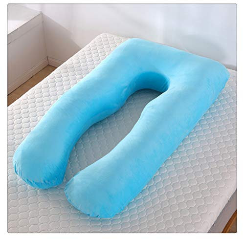 HONGBI Seitenschläferkissen Schwangerschaftskissen zum Schlafen Stillkissen Seitenschläfer Kissen U Form Baby Stillkissen Wildleder:Dunkelblau Kissen:60x110cm