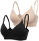 Derssity Women's Wireless Nursing Bra Plus Size Soft Maternity Bra for Breastfeeding, Black/Beige, XL--Fits for 38D 40BC