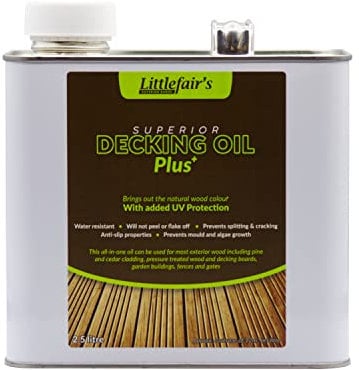 Littlefair’s Decking Oil 2.5ltr- Deck Oil for Ultimate Protection & Weatherproofing - Added UV Protection & Non-Toxic Finish - Clear Decking Oil Protector with All-in-One Treatment for Exterior Wood