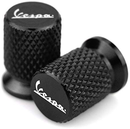 USPANDI CNC-Aluminiumgummireifen-Ventil Air Port Abdeckkappe Motorrad-Zubehör for Piaggio Vespa GTS GTV LX 60 125 250 300 Primavera Sprint (Color : Black)