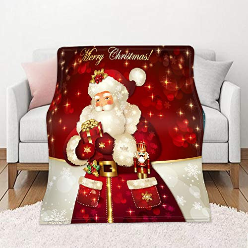 Chickw1 Weihnachten 3D Flanelldecke Kuscheldecke, Super Soft Weiche Wohndecke Warm Flauschige Decke TV-Decke Mikrofaserdecke Sofadecke oder Bettüberwurf Tagesdecke (Weihnachtsmann,130x150cm)