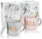 Joymaking 12 oz Mr & Mrs Coffee Mug Sets, Wedding Gifts for Bride and Groom Engagement New Home Gifts for Couples Friends Parents, Anniversary Wedding Gifts for Her, Set of 2 (Pink, Grey)