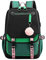 SellerFun Teenage girls' Backpack Middle School Students Bookbag Outdoor Daypack With USB charge Port (4# Green Black, 21 Liters)