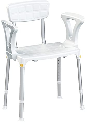 FabaCare Duschhocker Smart, höhenverstellbarer Duschstuhl, weiß, Duschhilfe bis 120 kg belastbar, Duschstuhl mit Rückenlehne und Armlehnen