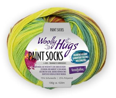 PRO LANA Paint Socks - Woolly Hugs - Farbe: Neon/Gelb/Grün (211) - 100 g/ca. 420 m Wolle
