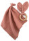 Set aus Schmusedecke und Hasenohren-Beißring für Baby, 100% Bio-Baumwolle, Musselin Stoff, Beißring aus Holz für Babys Pink