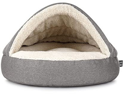 Mypado Shell Mono Hundehöhle mit Strukturstoff - die Kuschel Oase für den Hund Größe XL, Füllung Schaumstoff, Graubeige