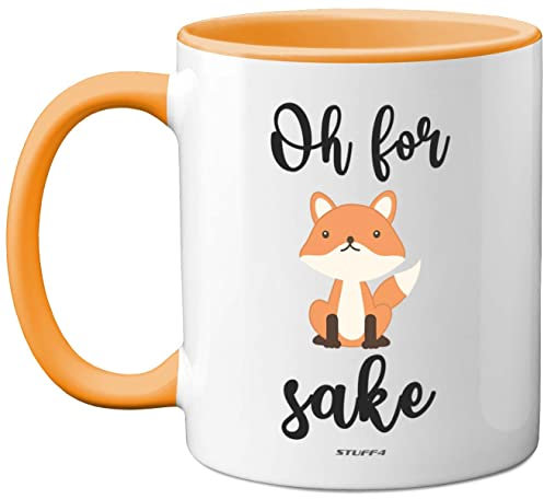 Stuff4 Oh for Fox Sake Mug, 11oz Ceramic Dishwasher Safe Premium Yellow Handle Mugs Fox Gifts, Funny Funny Gifts for Friends, Cute Women and Men