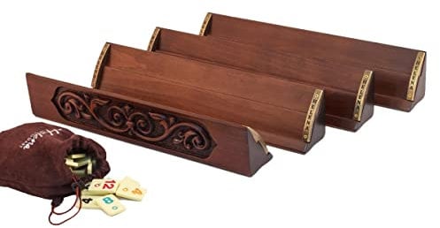 Helena Wood Art, Handgemachtes Rummy Set aus Holz inklusive Tasche, 100% Holz, Deluxe Edition, Rummy, Okey Takimi, Melaminsteine