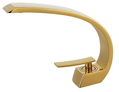 Wasserhahn Bad Einhandmischer Waschtischarmaturen, Moderner Elegant Stil Messing Waschtischarmatur Kaltes Und Heißes Wasser Vorhanden, Gold, Keramikventil
