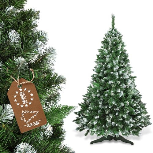 KADAX Weihnachtsbaum, künstlicher Christbaum aus PVC-Kunststoff, Tannenbaum mit Ständer, Kunstbaum mit Schneeenden, Baum mit 47 Zweigen und 12 Baumkronen (Morgen Moos 180cm)
