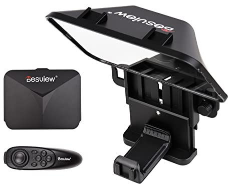 Bestview T3 Verbesserter Teleprompter-Prompter für Smartphones/Tablets/DSLR-Kameras mit Fernbedienungsobjektiv Adapterring Unterstützt Ultraweitwinkelobjektiv für Live-Streaming auf der Bühne