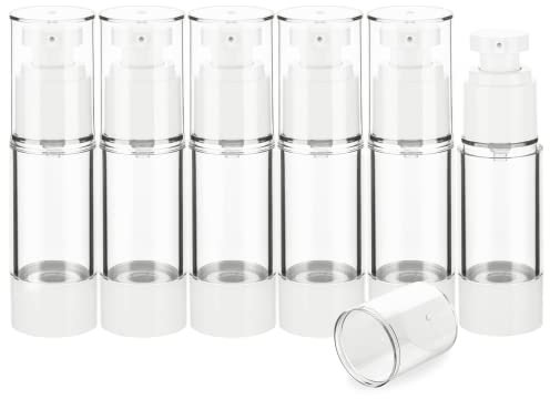 IFDGCTK 1OZ/30ML Clear Airless Pump Bottles, Lotion Dispenser Travel with Pump, Vacuum Plastic Travel Size Lotion Bottle for Foundation, Creams, Cosmetic(6 Pack)