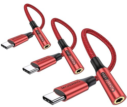 MOSWAG USB Typ C auf 3.5mm Kopfhörer Jack Adapter, Audio USB C auf Aux Dongle Kabel für iPhone 16 Pro Max/16 Pro/16 Plus/16/15 Pro/15, Samsung Galaxy S24 S23 S22 S21 S20, Huawei, Pixel, ipad und mehr