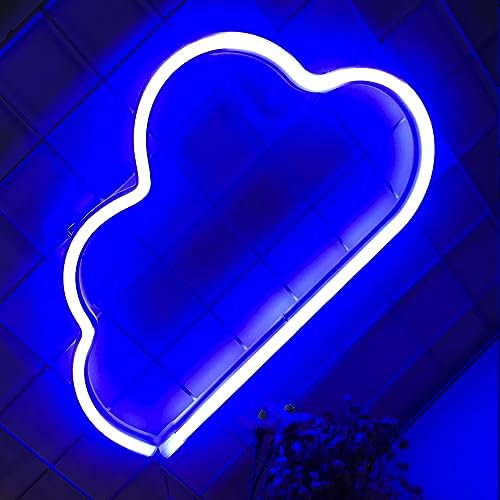 Wolke Neonlicht Logo LED Wanddekoration USB oder Batterie Logo Schlafzimmer Geburtstagsfeier Weihnachten Wohnzimmer Kinder Hochzeit Mädchen Dekoration (blau)