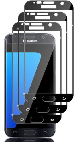 Tzstz【3 Pièces - noir Verre Trempé Protecteur,pour Samsung Galaxy S6/S7,Dureté 9H,Anti Rayures,Samsung Galaxy S6/S7 D'écran Protecteur