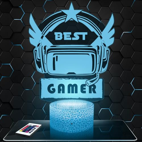 Nachttischlampe Best Gamer Gaming Gamer Videospielzimmer Dekoration 3D-Gamer Videospiel Idee Weihnachten Nachtlicht Schreibtischlampe. Originelles für Jugendliche.