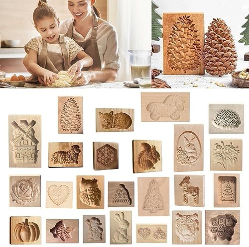 Longra Plätzchenformen Holz Keksausstecher Niedliche Form für DIY-Kekse, Lebkuchen, Süßigkeiten & mehr, Feierlichkeiten wie Ostern, Weihnachten & Geburtstage, 1 Stück