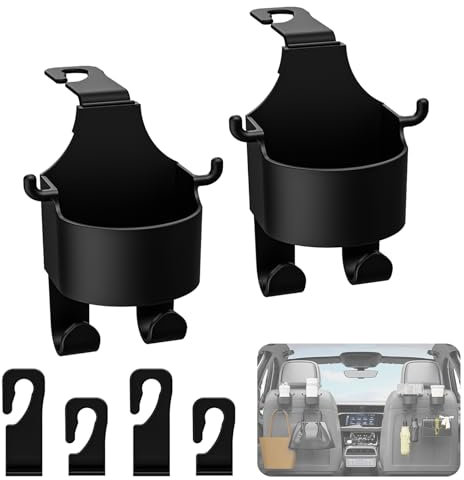 2 In 1 Multifunctional Hook for Car Seat Back, Car Seat Headrest Cup Holder with Hooks (2 Pcs)